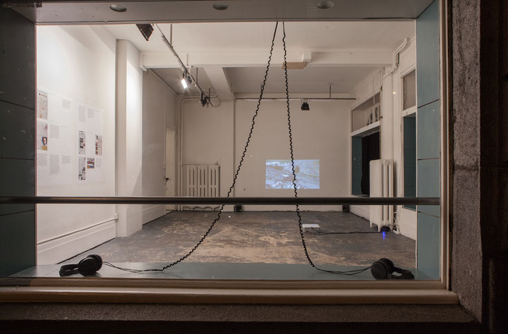 <i>The autonomy of migration and its possible narratives</i>, 2016, Raum⇄Station (www.raumstation.cc), Zurich, exhibition view, Al Abdani Quaida, Helvetia Leal, Max Heinrich, Lea Schaffner, Vanessa Heer, Photo: Helvetia Leal