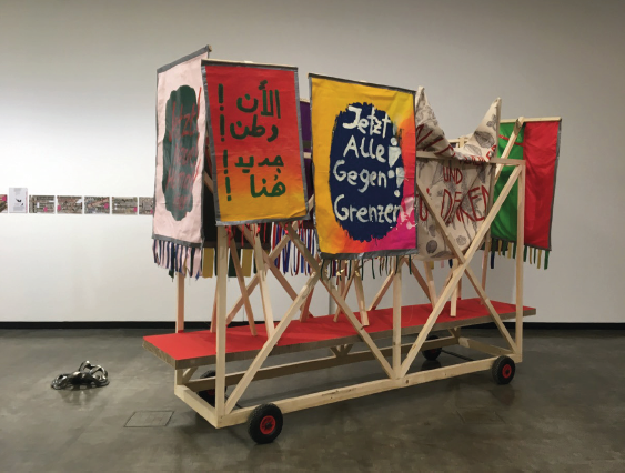 Marina Naprushkina "Jetzt! Alles für Alle!", 2019, Exhibition view, ...of bread, wine, cars, security, and peace, Kunsthalle Wien, 2020