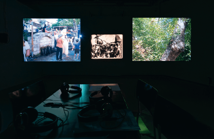 Angela Melitopoulos/Kerstin Schroedinger, <i>Industries of Denial, Stage 10: From Musa Dagh to Port Saïd</i> (2025), Installationsansicht Academy of Fine Arts Helsinki 2025, Foto: Petri Summanen