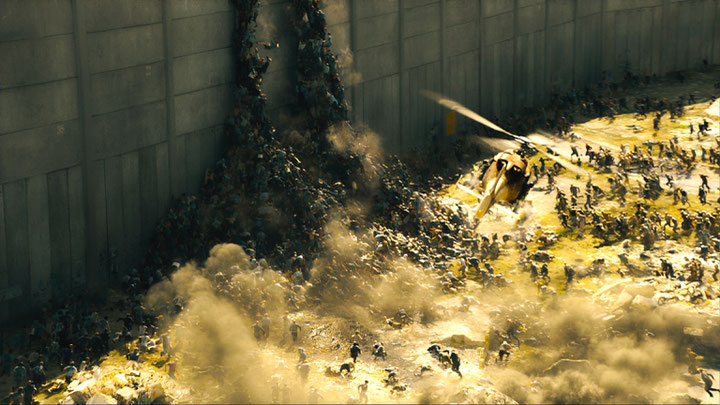 Zombies storm the Israeli rampart, from the film <i>World War Z</i>, directed by Marc Forster, USA: 2013.