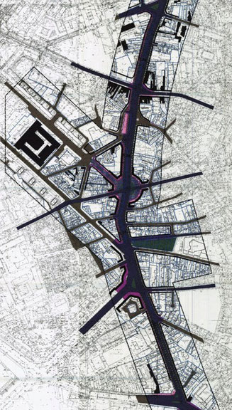 Detailed plan of the Buzești - Berzei axis in Bucharest, design by Baumarc Proiect, 2009-10