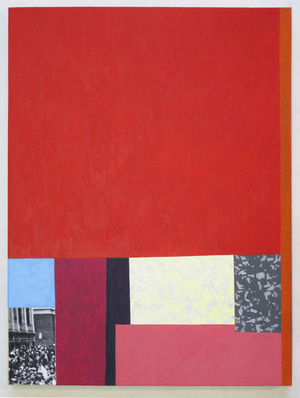 Doug Ashford, <i>Red Day 1966 #1</i>, 2010, Inkjet-Print auf Reispapier und Tempera auf Holz, 40 x 31 cm, Courtesy: Wilfried Lentz Rotterdam, Privatsammlung