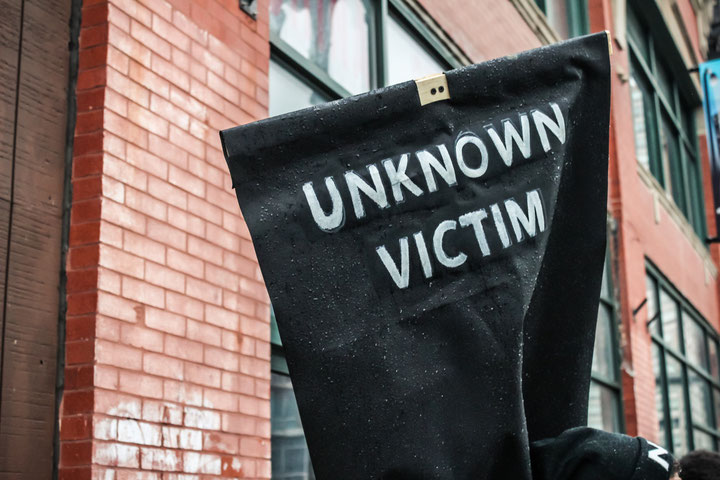 <i>Unknown Victim</i>, Five Mile March, Chicago, December 2014, Photo: Page May