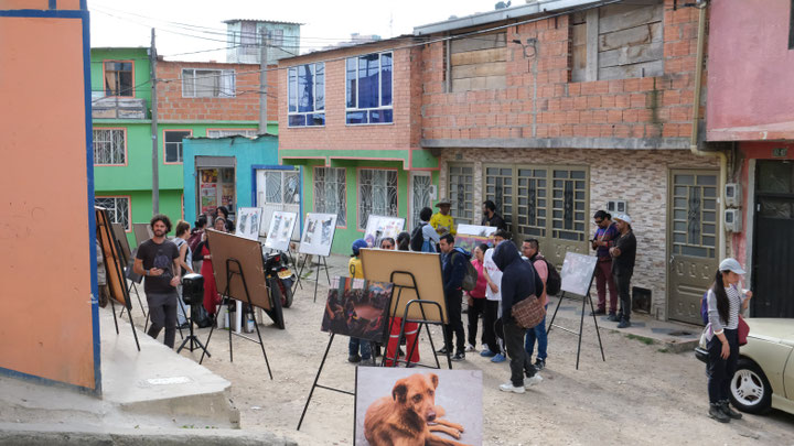 Presentation of images and podcasts, concerning the remembrance project of the Asodenfa women, at the Evaristo Bernate Castellanos Festival in Potosi, Bogota, May 2023, photo: Luis Ortiz